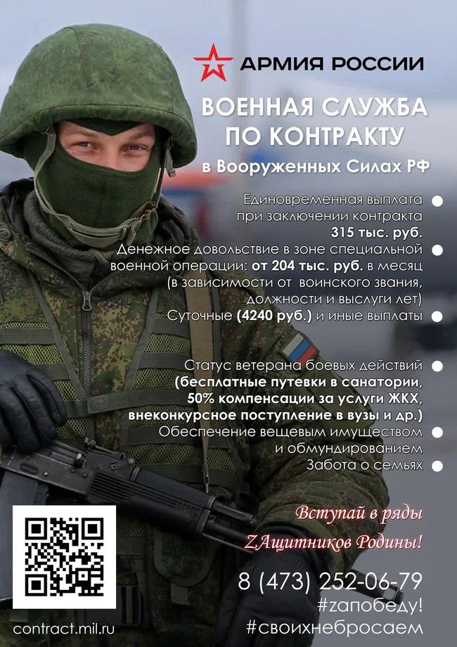Военный комиссариат Воронежской области объявляет призыв на военную службу по контракту